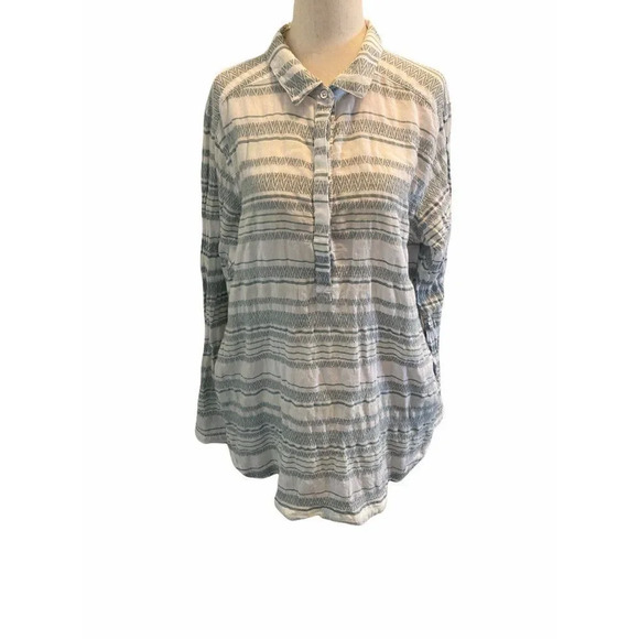 COLUMBIA WOMEN’S SIZE XLARGE BUTTON DOWN SHIRT GREEN + WHITE STRIPED - Picture 1 of 12